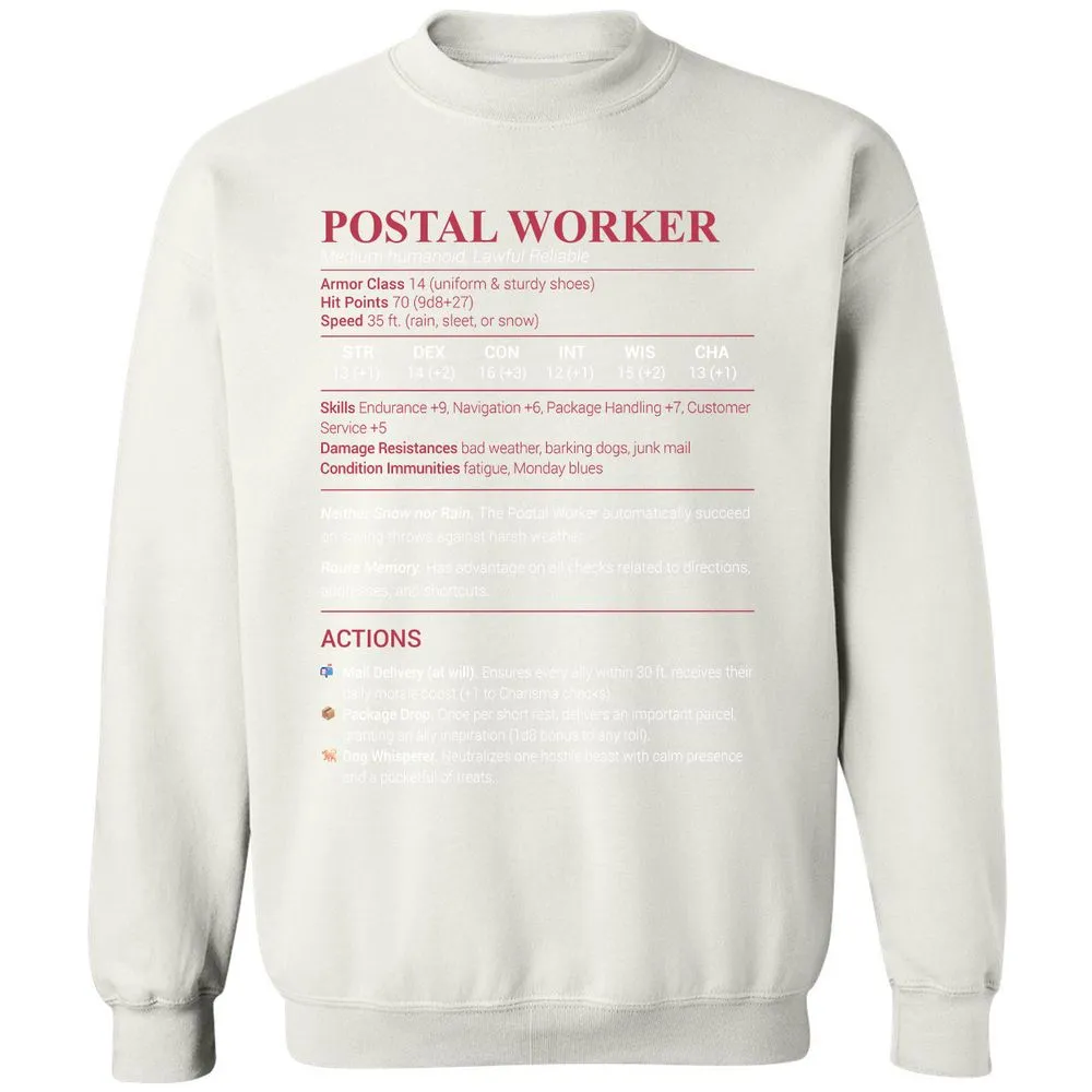 Postal Worker Classic Unisex Sweatshirt - White - 12