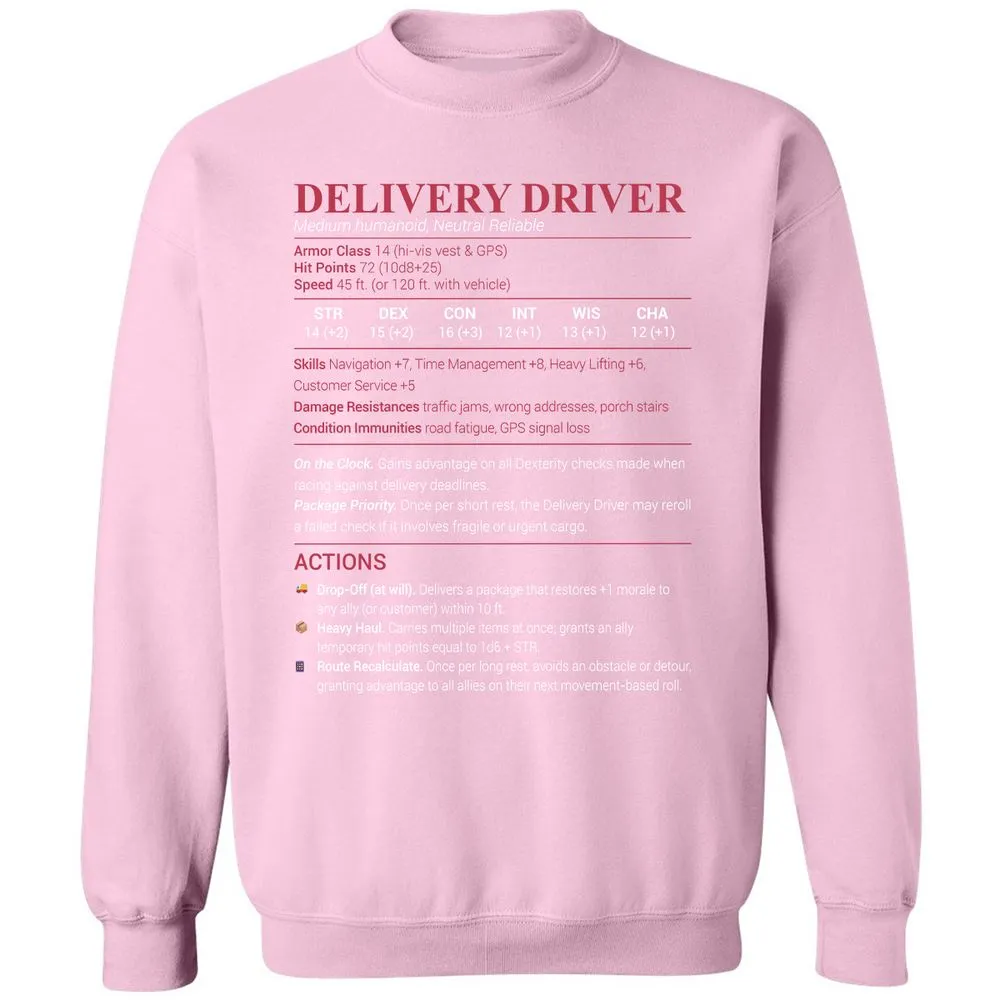 Delivery Driver Classic Unisex Sweatshirt - Light Pink - 3