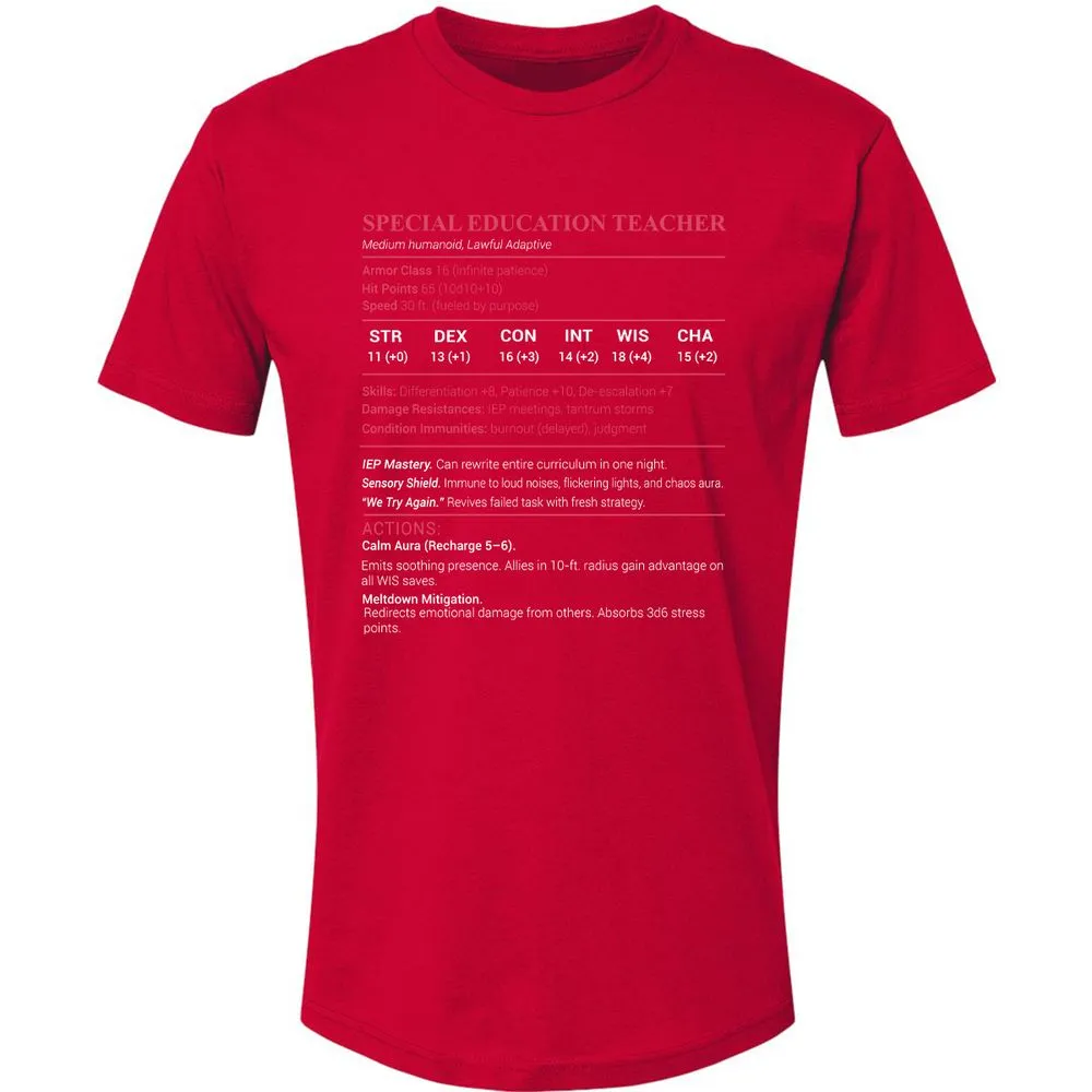 Special Edu Stats Premium Unisex T-Shirt - Red - 6