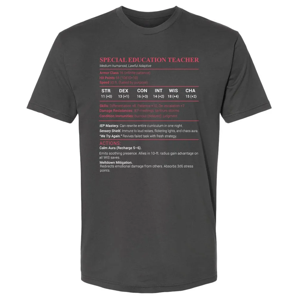 Special Edu Stats Premium Unisex T-Shirt - Heavy Metal - 8