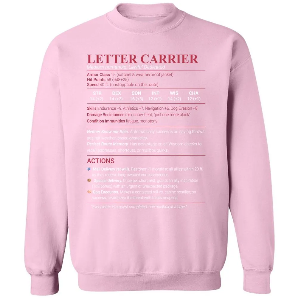 Letter Carrier Classic Unisex Sweatshirt - Light Pink - 3