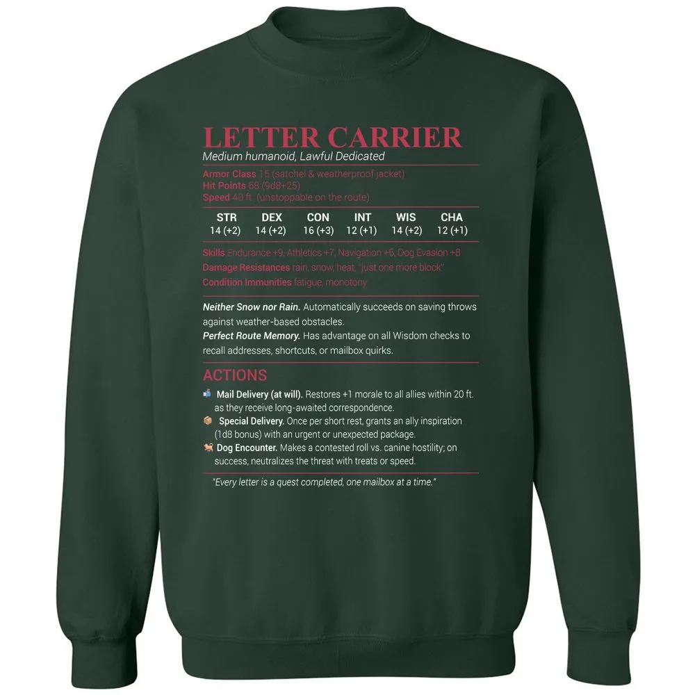 Letter Carrier Classic Unisex Sweatshirt - Forest Green - 4