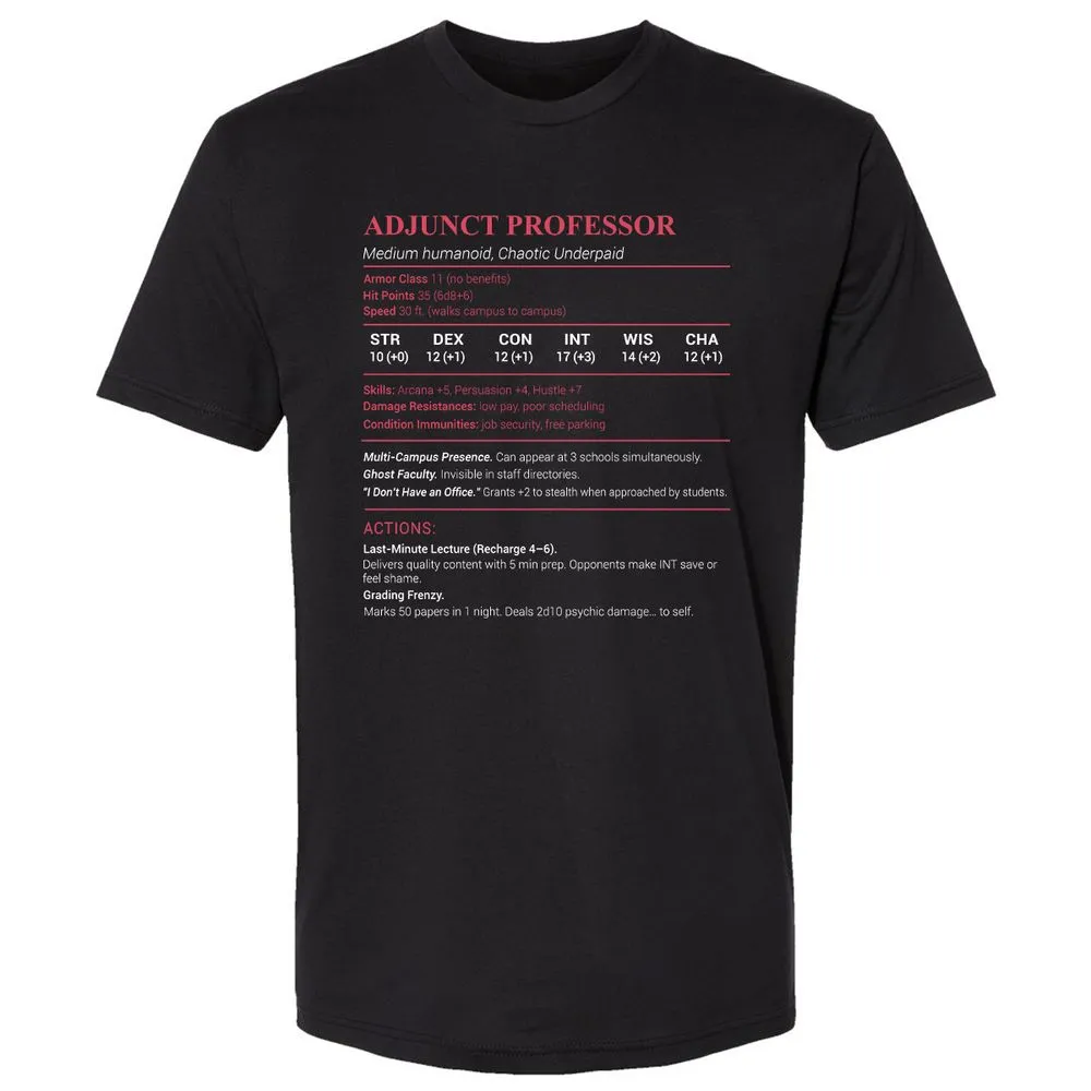 Adjunct Professor Stats Premium Unisex T-Shirt - Black - 1