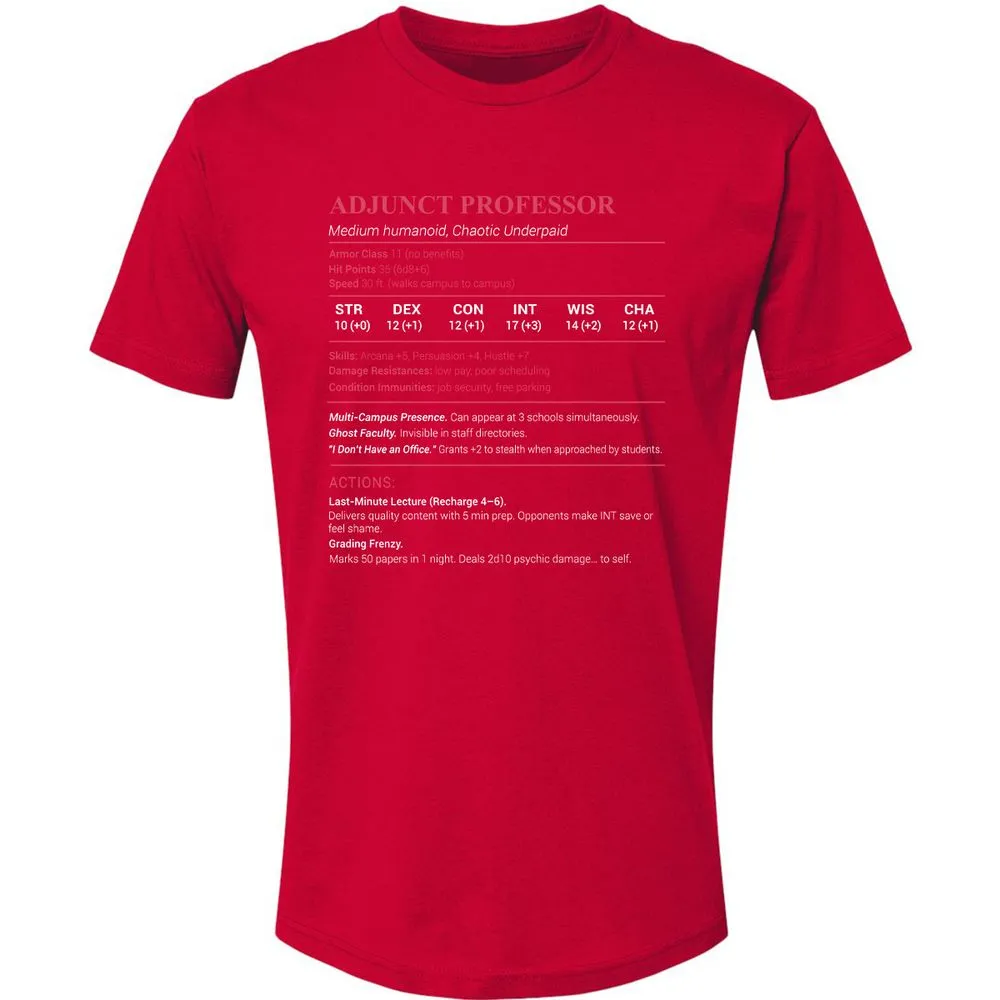 Adjunct Professor Stats Premium Unisex T-Shirt - Red - 6