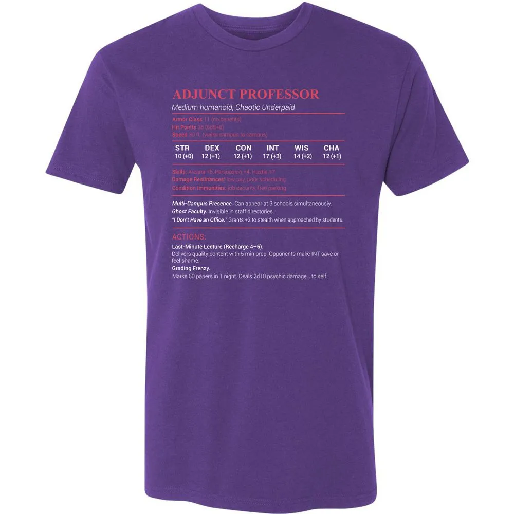 Adjunct Professor Stats Premium Unisex T-Shirt - Purple Rush - 7
