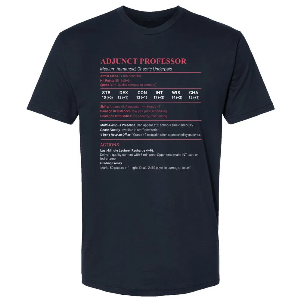 Adjunct Professor Stats Premium Unisex T-Shirt - Midnight Navy - 2