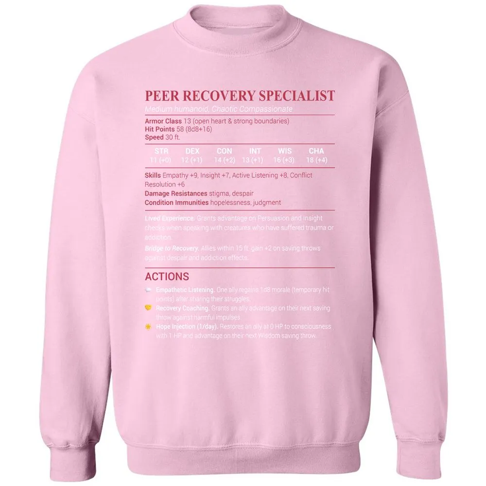 Peer Recovery Specialist Classic Unisex Sweatshirt - Light Pink - 3