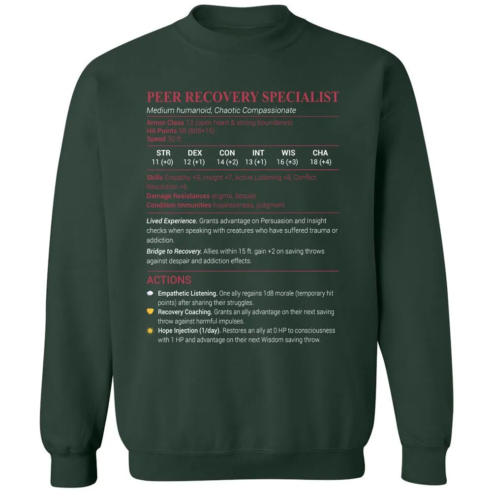 Peer Recovery Specialist Classic Unisex Sweatshirt - Forest Green - 4