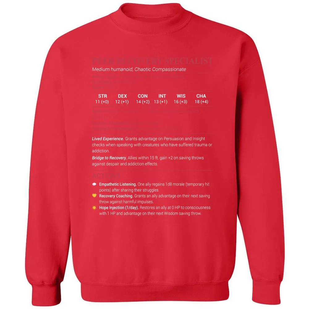 Peer Recovery Specialist Classic Unisex Sweatshirt - Red - 5