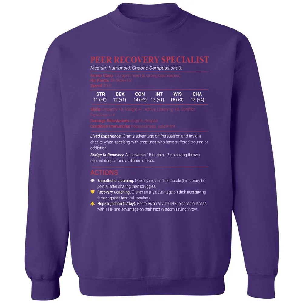Peer Recovery Specialist Classic Unisex Sweatshirt - Purple - 6