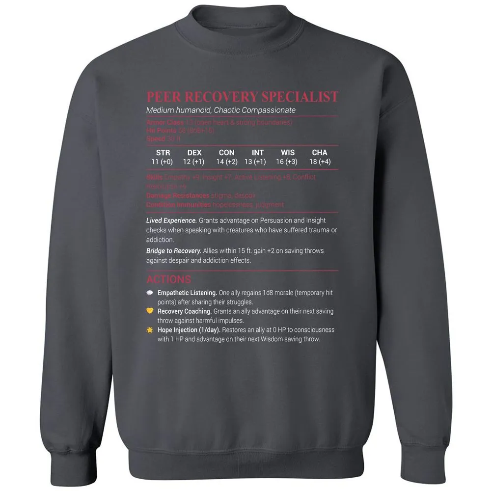 Peer Recovery Specialist Classic Unisex Sweatshirt - Charcoal - 7