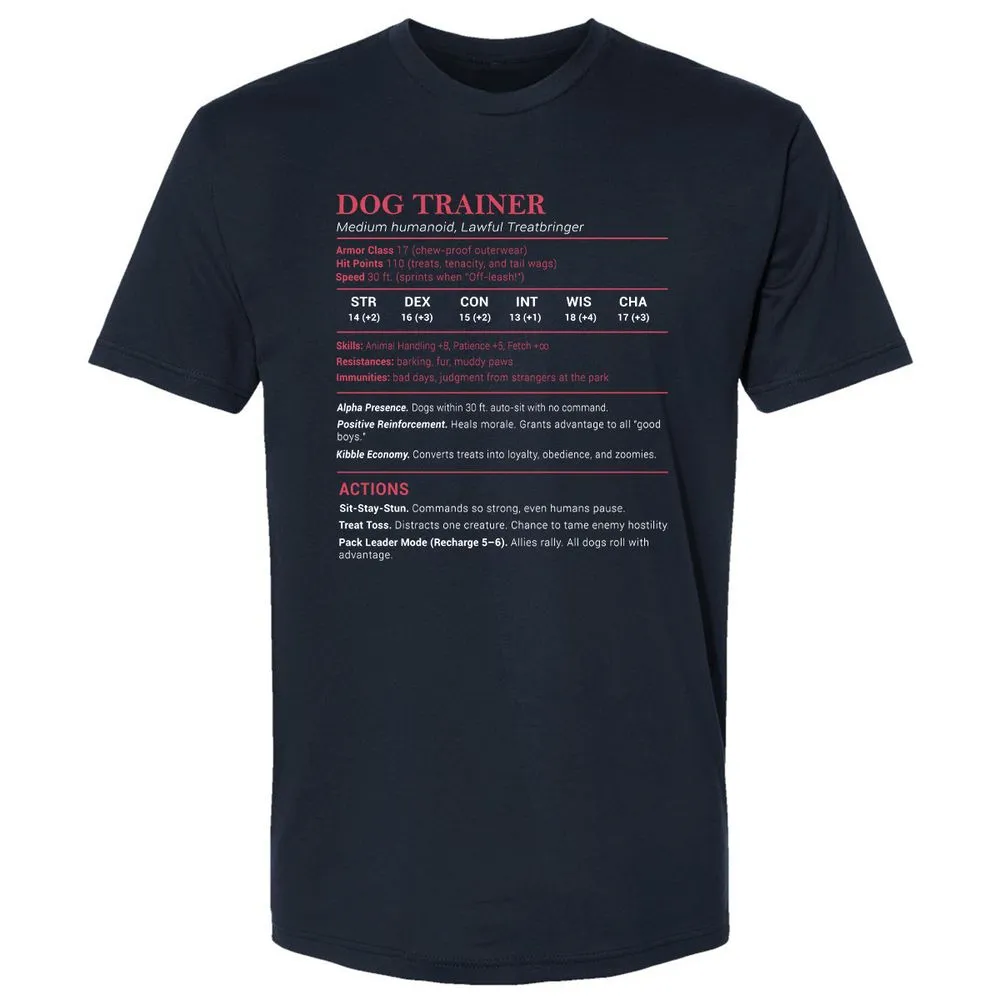 Dog Trainer Stats Premium Unisex T-Shirt - Midnight Navy - 2