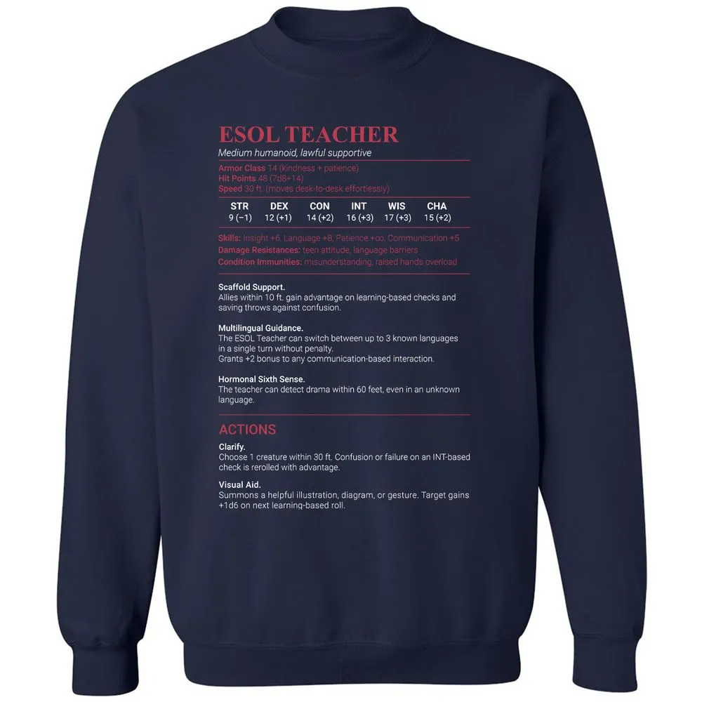 ESOL Teacher Classic Unisex Sweatshirt - Navy - 2