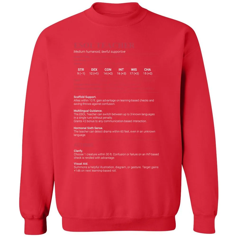 ESOL Teacher Classic Unisex Sweatshirt - Red - 5
