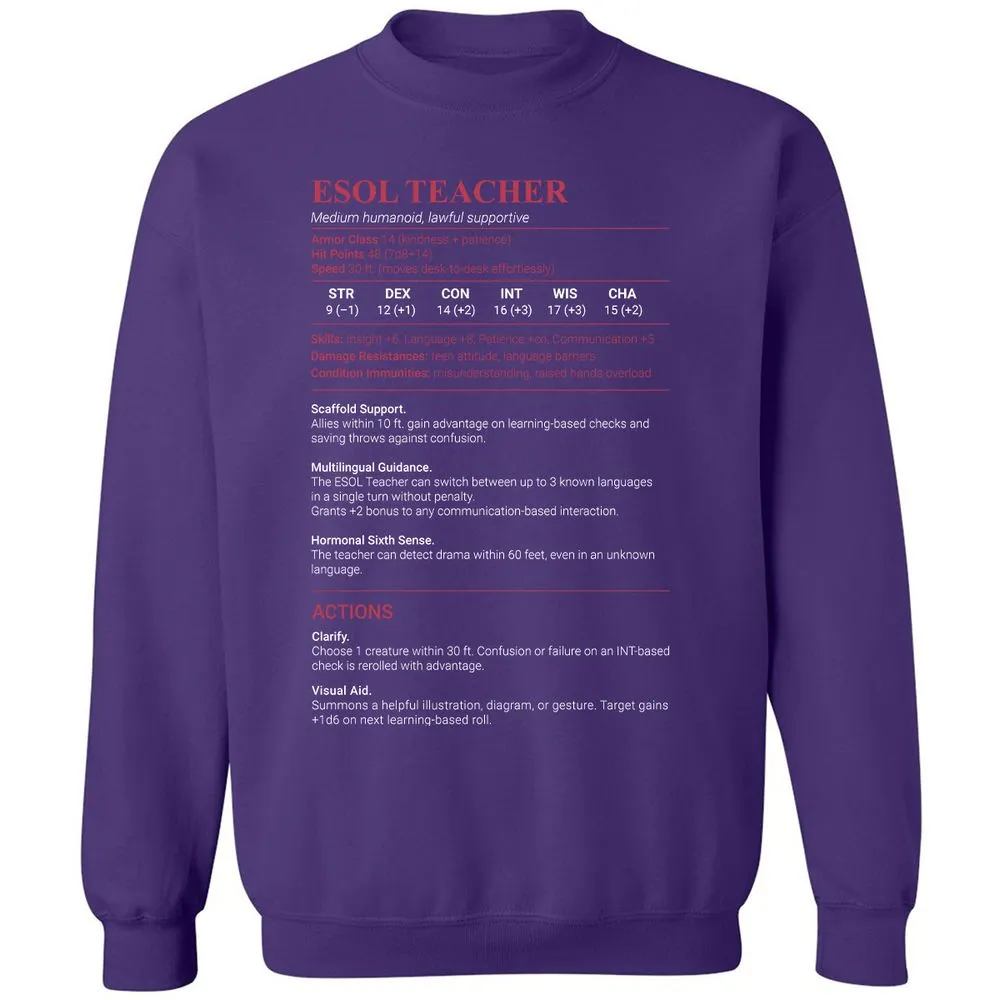 ESOL Teacher Classic Unisex Sweatshirt - Purple - 6