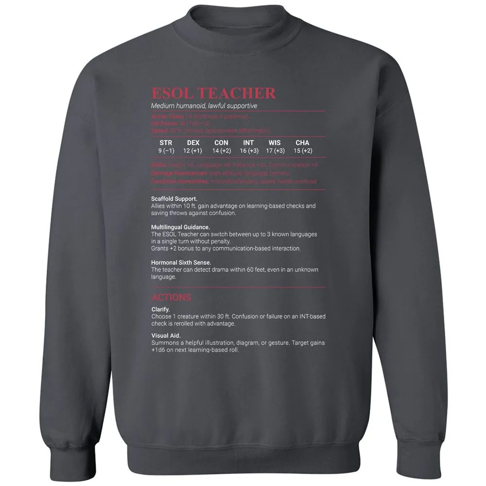 ESOL Teacher Classic Unisex Sweatshirt - Charcoal - 7