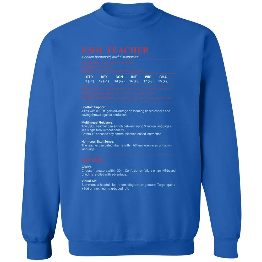 ESOL Teacher Classic Unisex Sweatshirt - Royal - 9