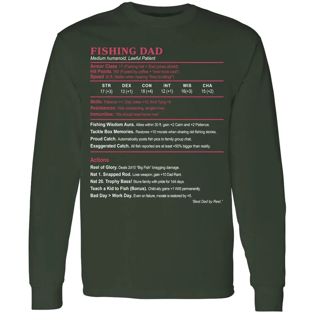 FISHING DAD Long Sleeve T-Shirt - Forest Green - 4