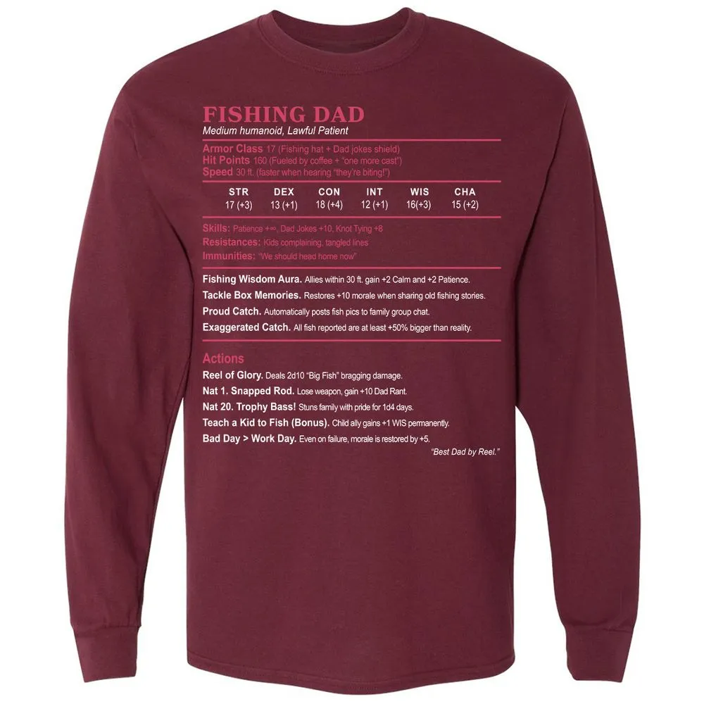 FISHING DAD Long Sleeve T-Shirt - Maroon - 11