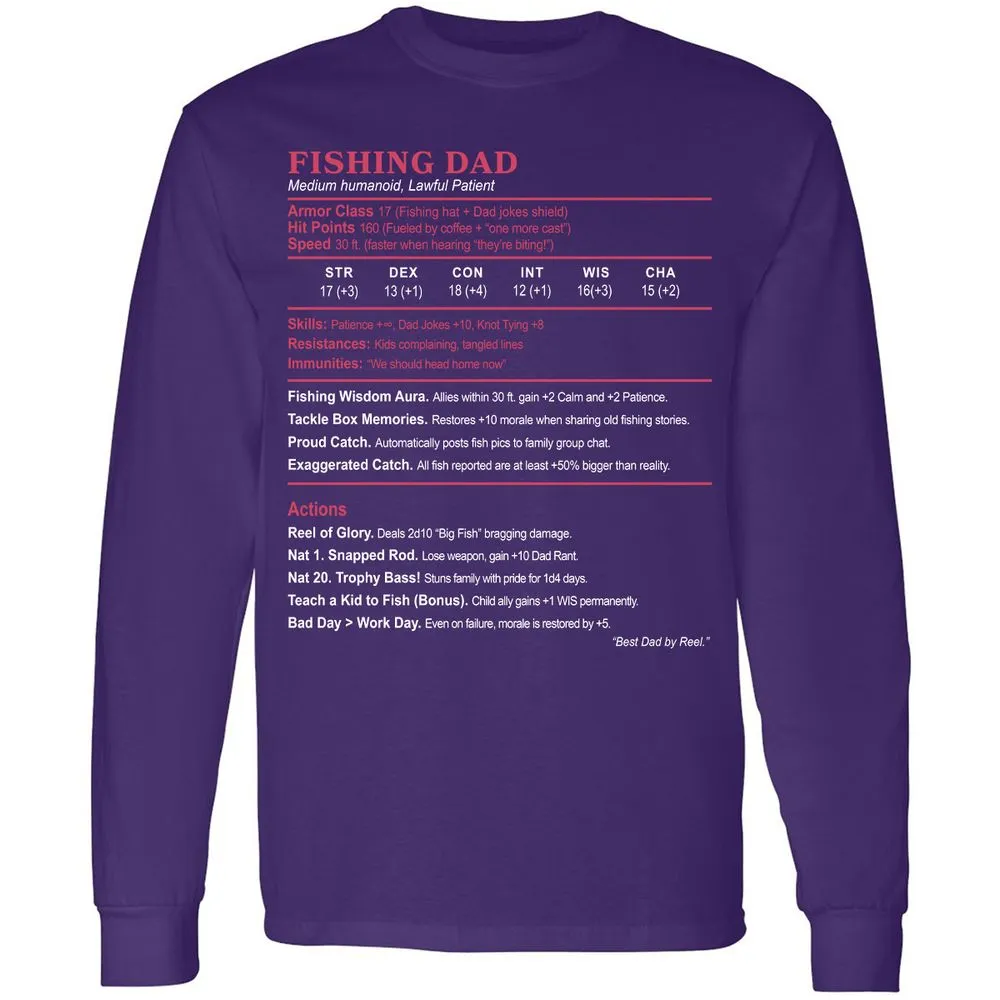 FISHING DAD Long Sleeve T-Shirt - Purple - 13