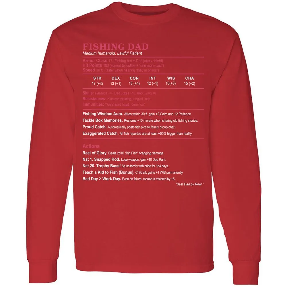 FISHING DAD Long Sleeve T-Shirt - Red - 14