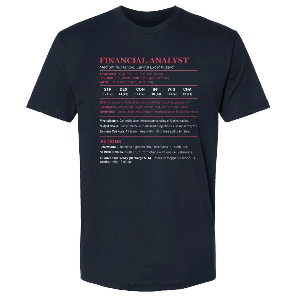 Financial Analyst Stats Premium Unisex T-Shirt - Midnight Navy - 2