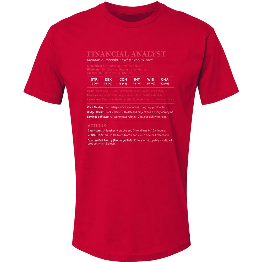 Financial Analyst Stats Premium Unisex T-Shirt - Red - 6