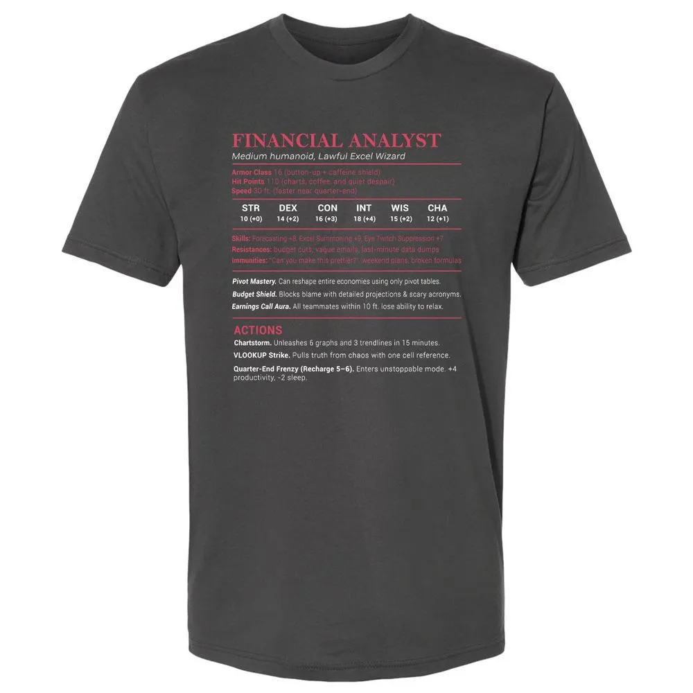 Financial Analyst Stats Premium Unisex T-Shirt - Heavy Metal - 8