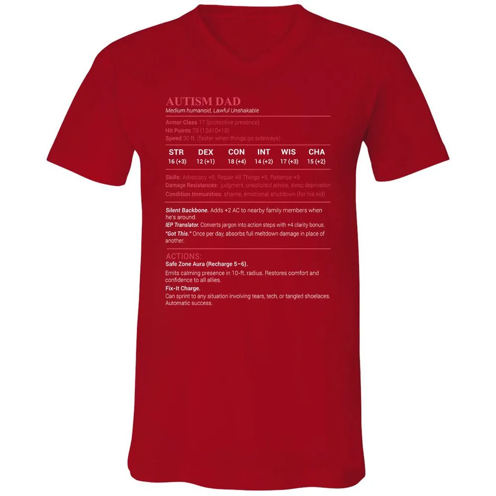 Autism Dad Unisex V-Neck T-Shirt - Red - 3