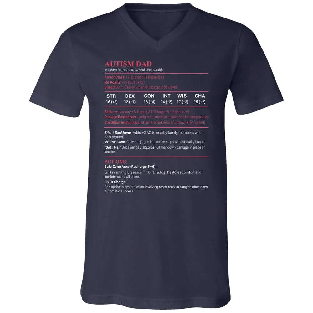 Autism Dad Unisex V-Neck T-Shirt - Navy - 2