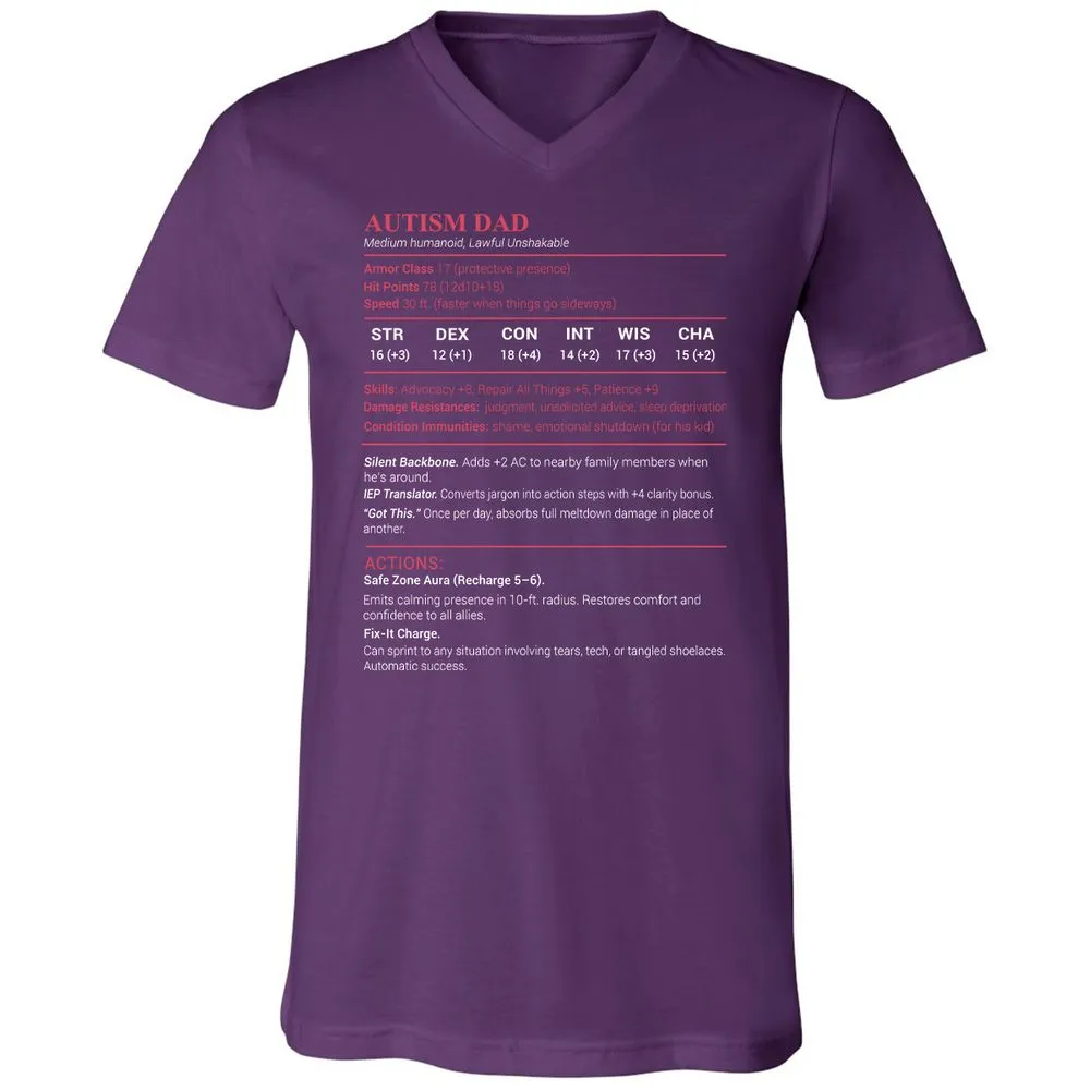 Autism Dad Unisex V-Neck T-Shirt - Team Purple - 9