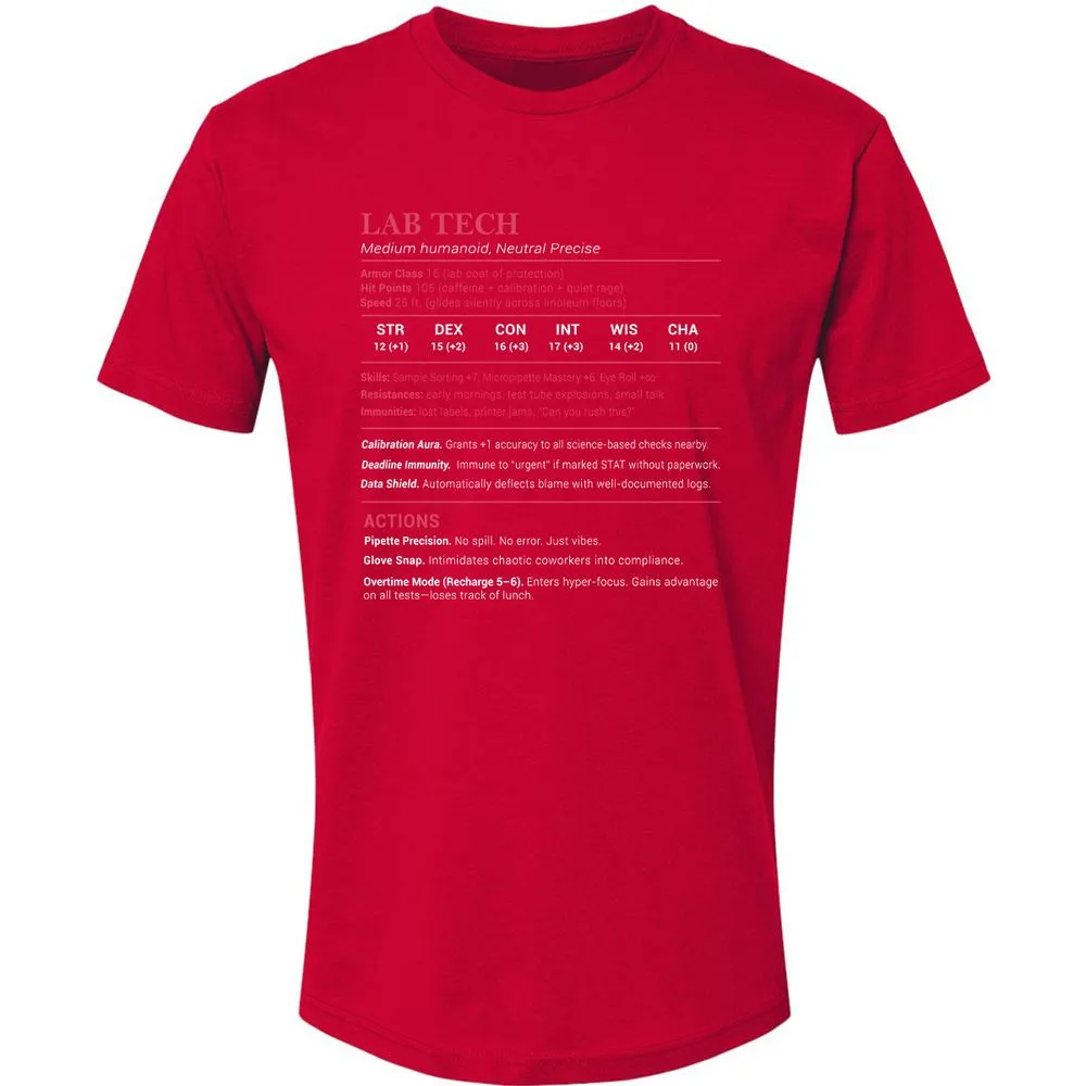 Lab Tech Stats Premium Unisex T-Shirt - Red - 6