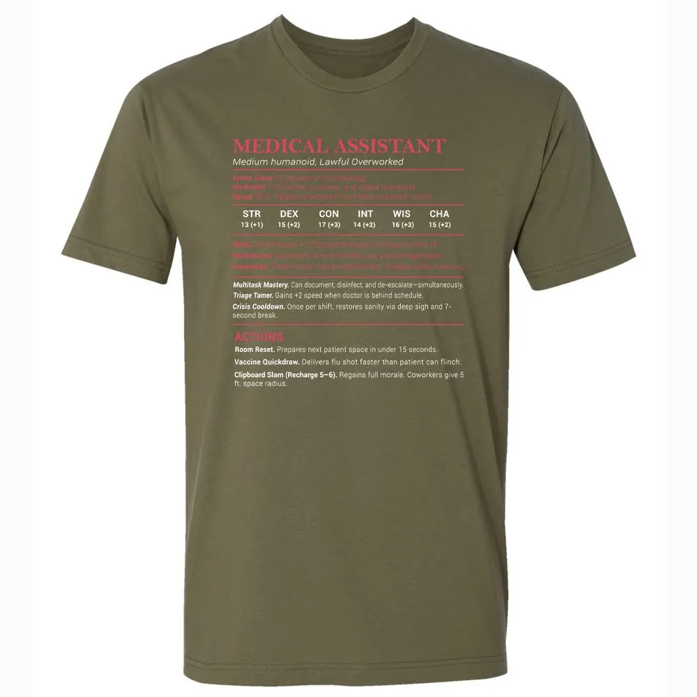 Medical Assistant Stats Premium Unisex T-Shirt - Military Green - 5