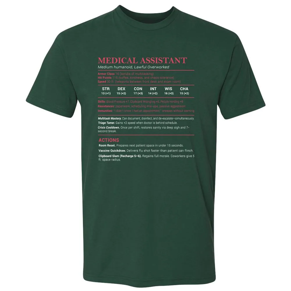 Medical Assistant Stats Premium Unisex T-Shirt - Forest Green - 13