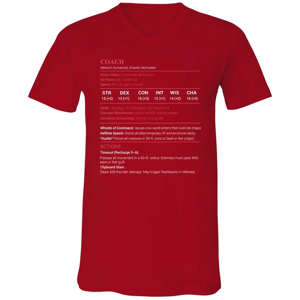 Coach Stats Unisex V-Neck T-Shirt - Red - 3