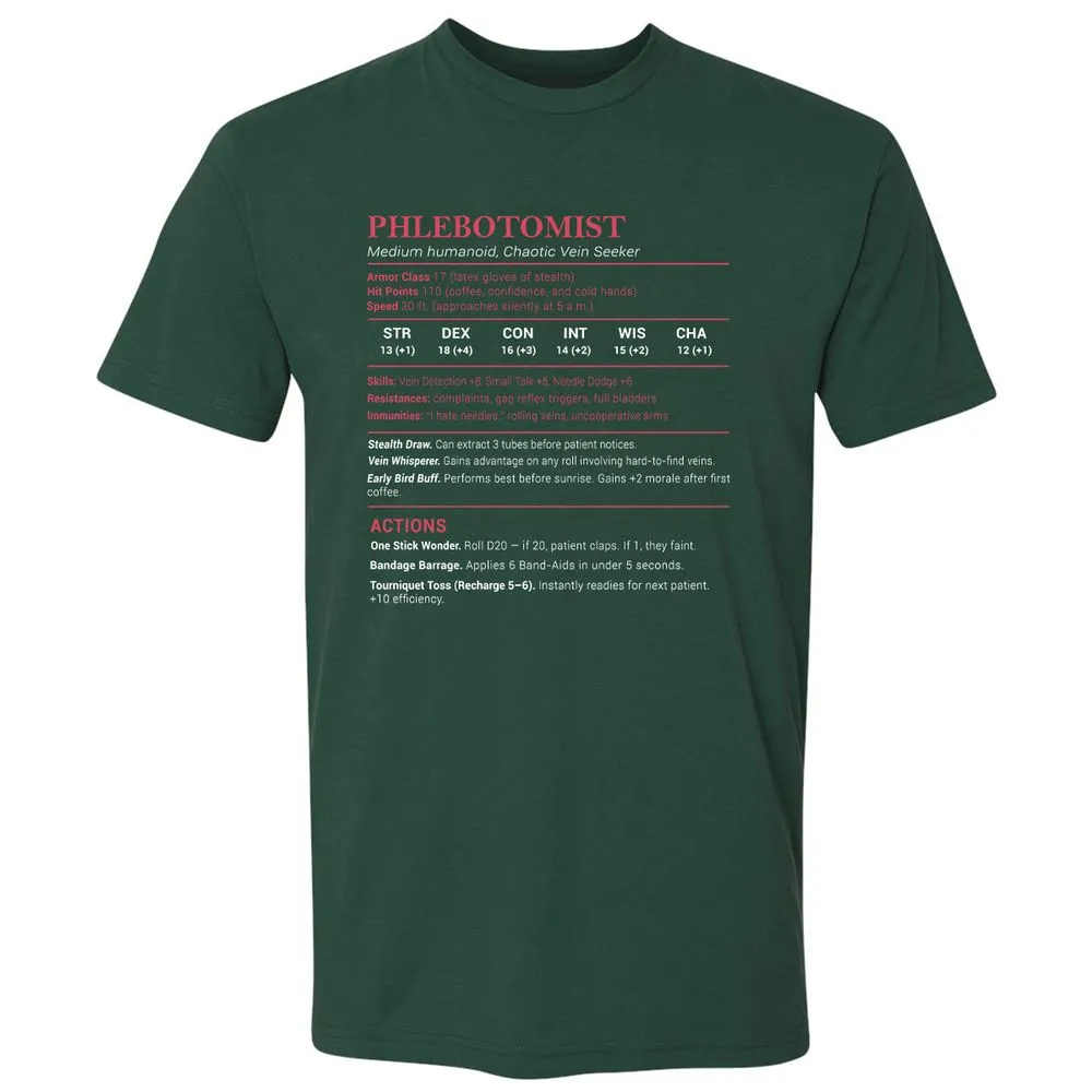 Phlebotomist Stats Premium Unisex T-Shirt - Forest Green - 13