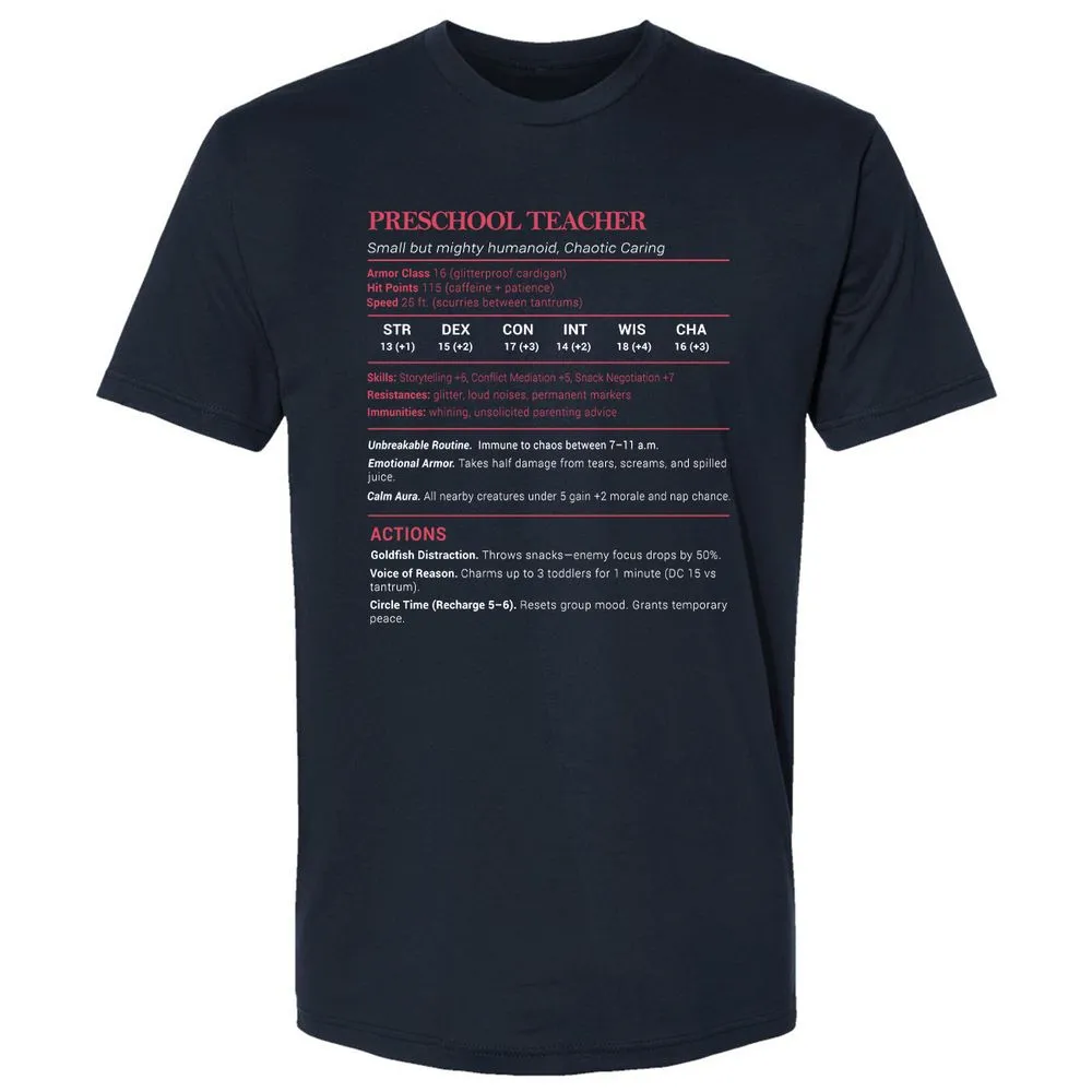 Preschool Teacher Stats Premium Unisex T-Shirt - Midnight Navy - 2
