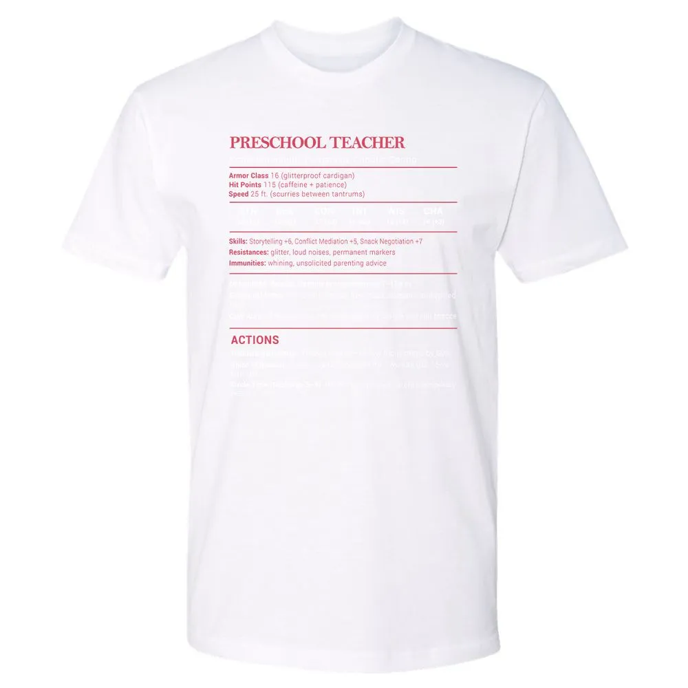 Preschool Teacher Stats Premium Unisex T-Shirt - White - 4