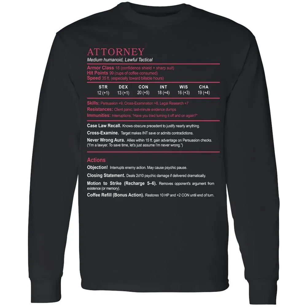 Attorney Long Sleeve T-Shirt - Black - 1