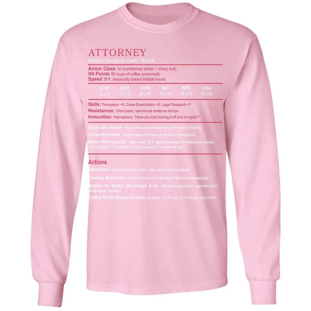 Attorney Long Sleeve T-Shirt - Light Pink - 3
