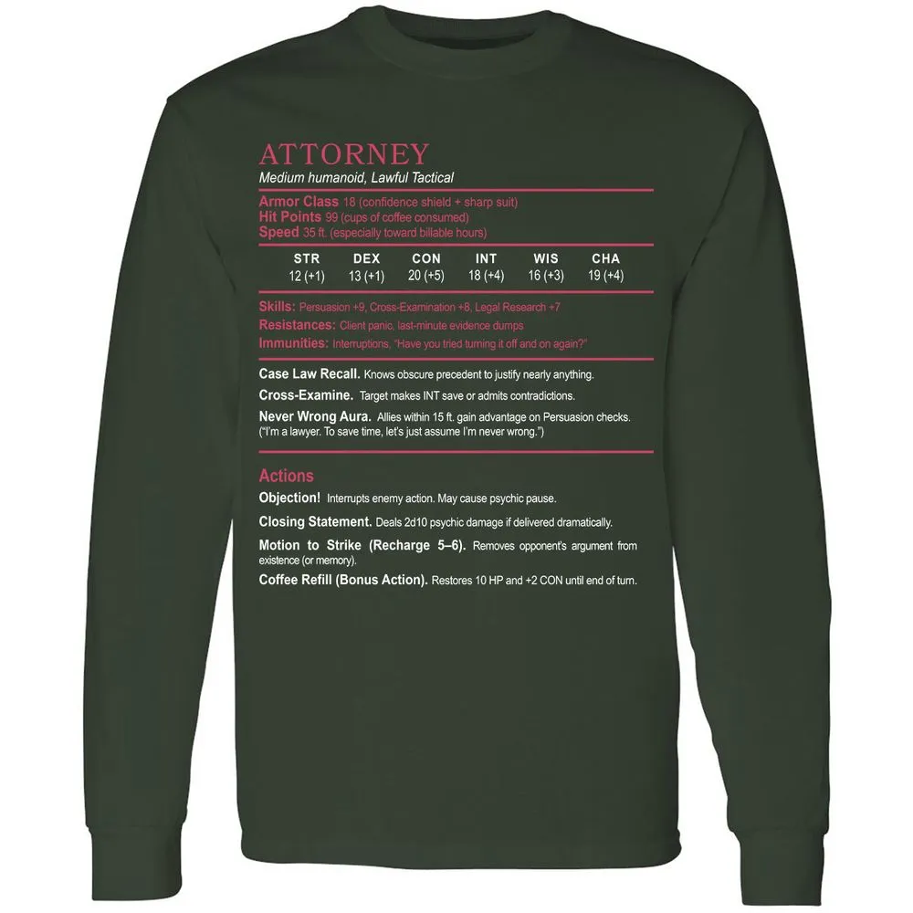 Attorney Long Sleeve T-Shirt - Forest Green - 4