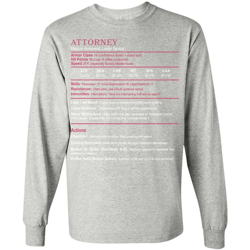 Attorney Long Sleeve T-Shirt - Ash - 7