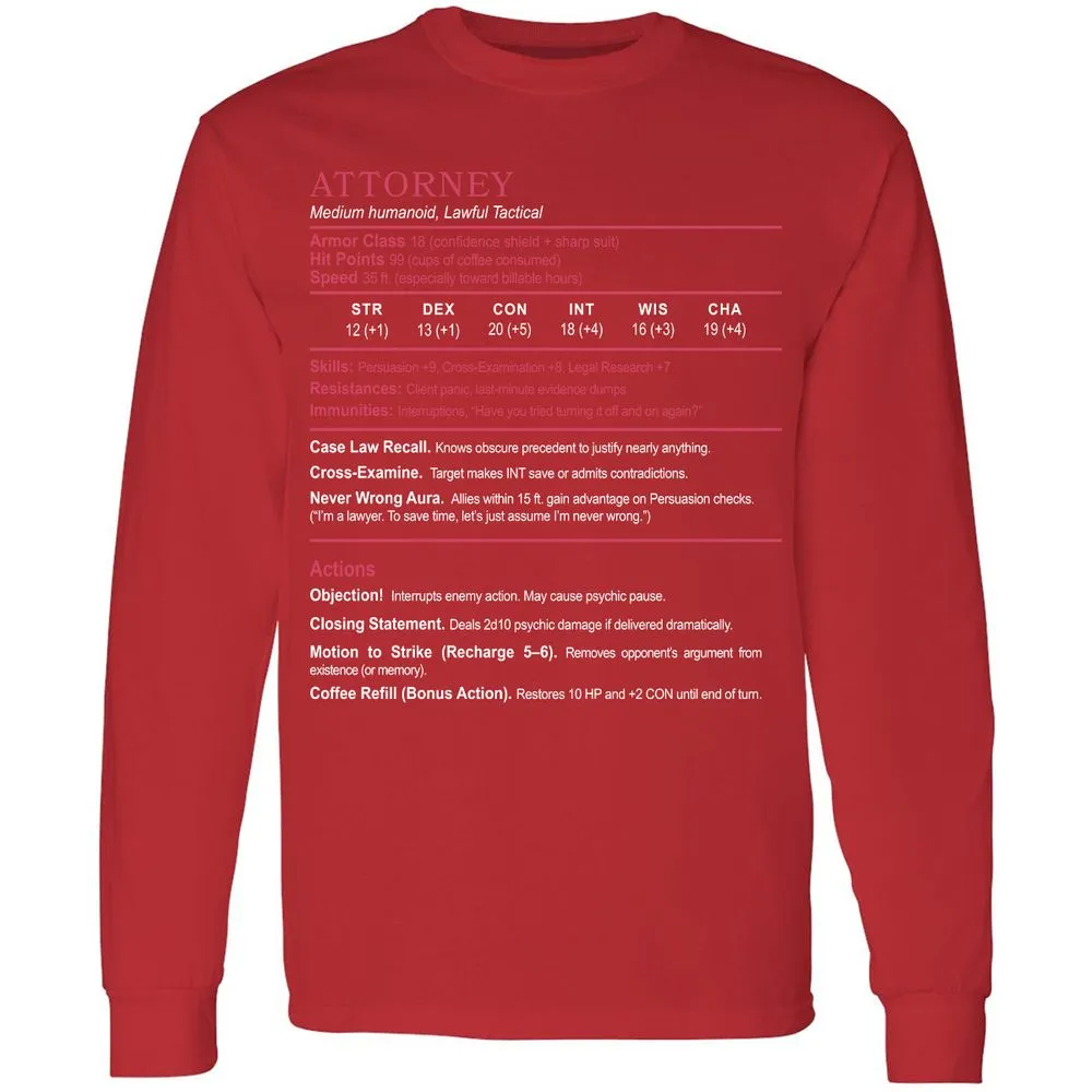 Attorney Long Sleeve T-Shirt - Red - 14
