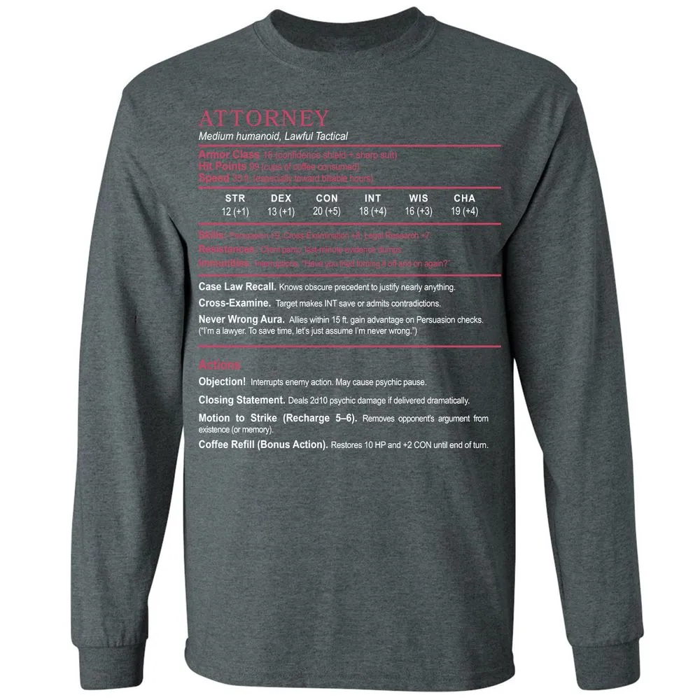 Attorney Long Sleeve T-Shirt - Dark Heather - 15
