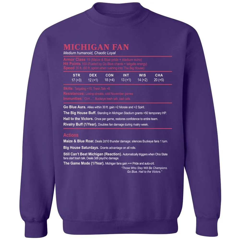 MICHIGAN FAN Classic Unisex Sweatshirt - Purple - 6
