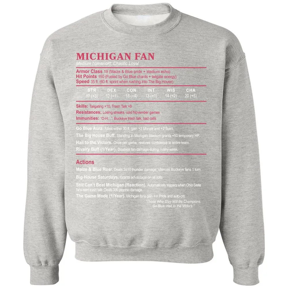 MICHIGAN FAN Classic Unisex Sweatshirt - Ash - 8