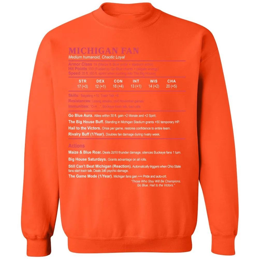 MICHIGAN FAN Classic Unisex Sweatshirt - Orange - 10