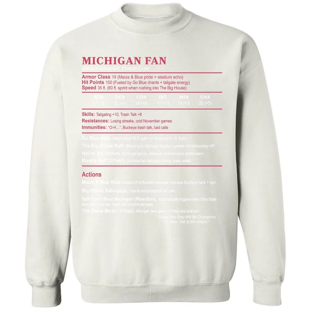 MICHIGAN FAN Classic Unisex Sweatshirt - White - 12
