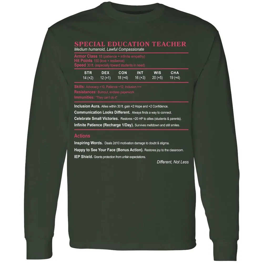 Special Education Teacher Long Sleeve T-Shirt - Forest Green - 4