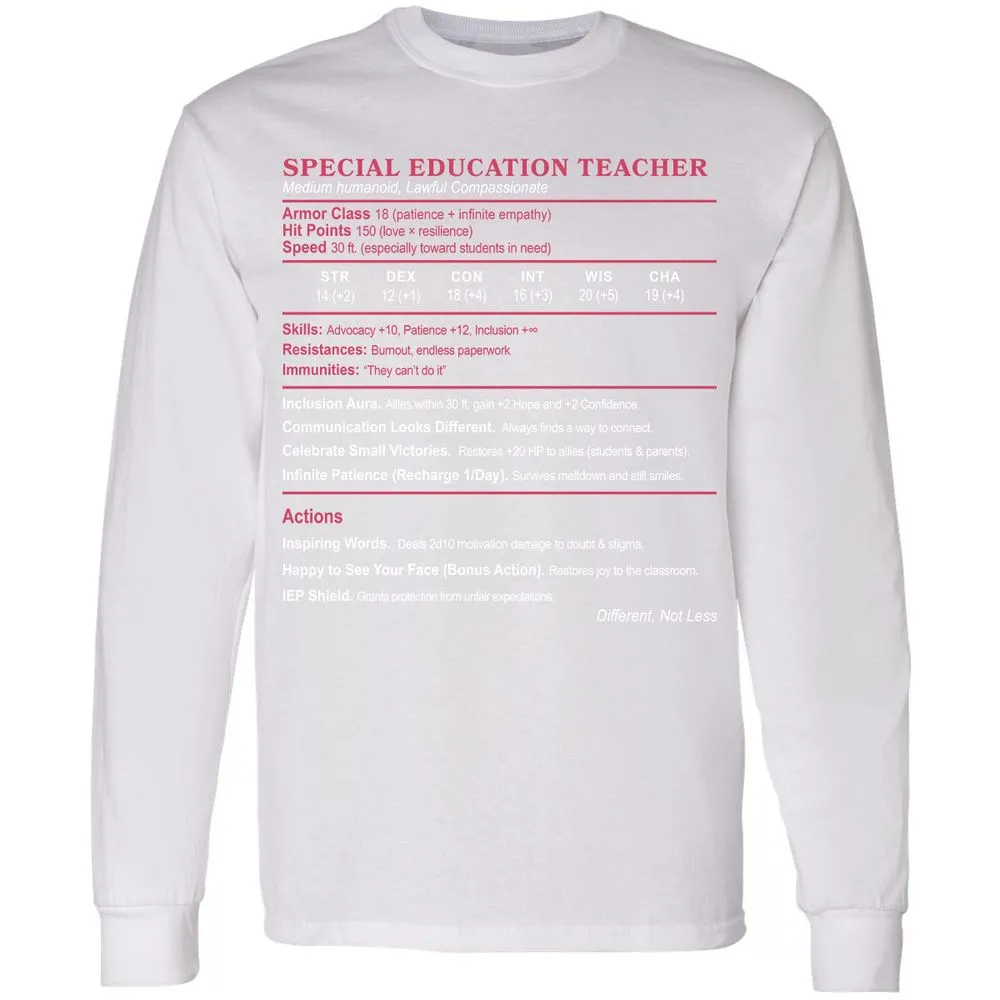 Special Education Teacher Long Sleeve T-Shirt - White - 5